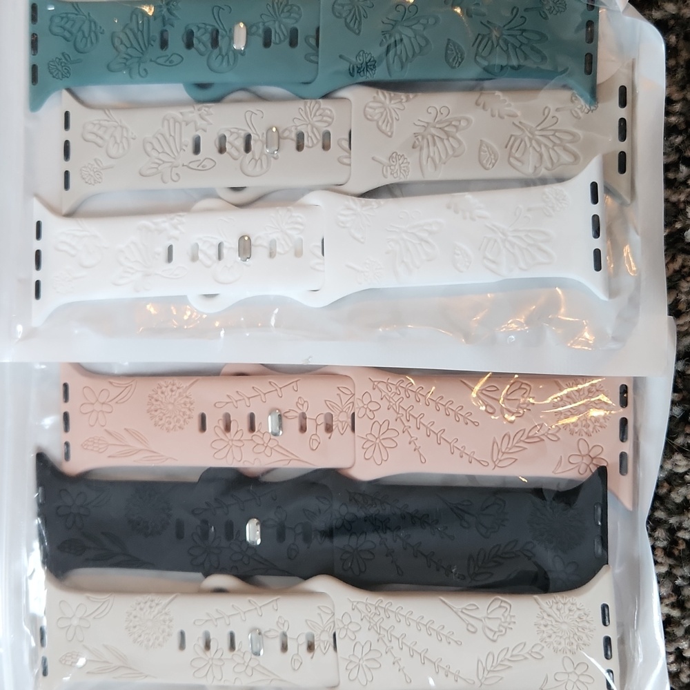 Floral Pattern Smartwatch Bands - Black, Pink, White, Teal